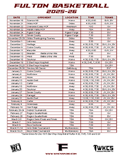 Fulton Basketball Schedule 2025-26