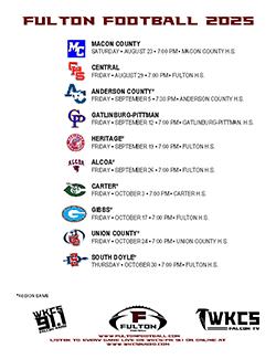 Fulton Football 2025 Schedule